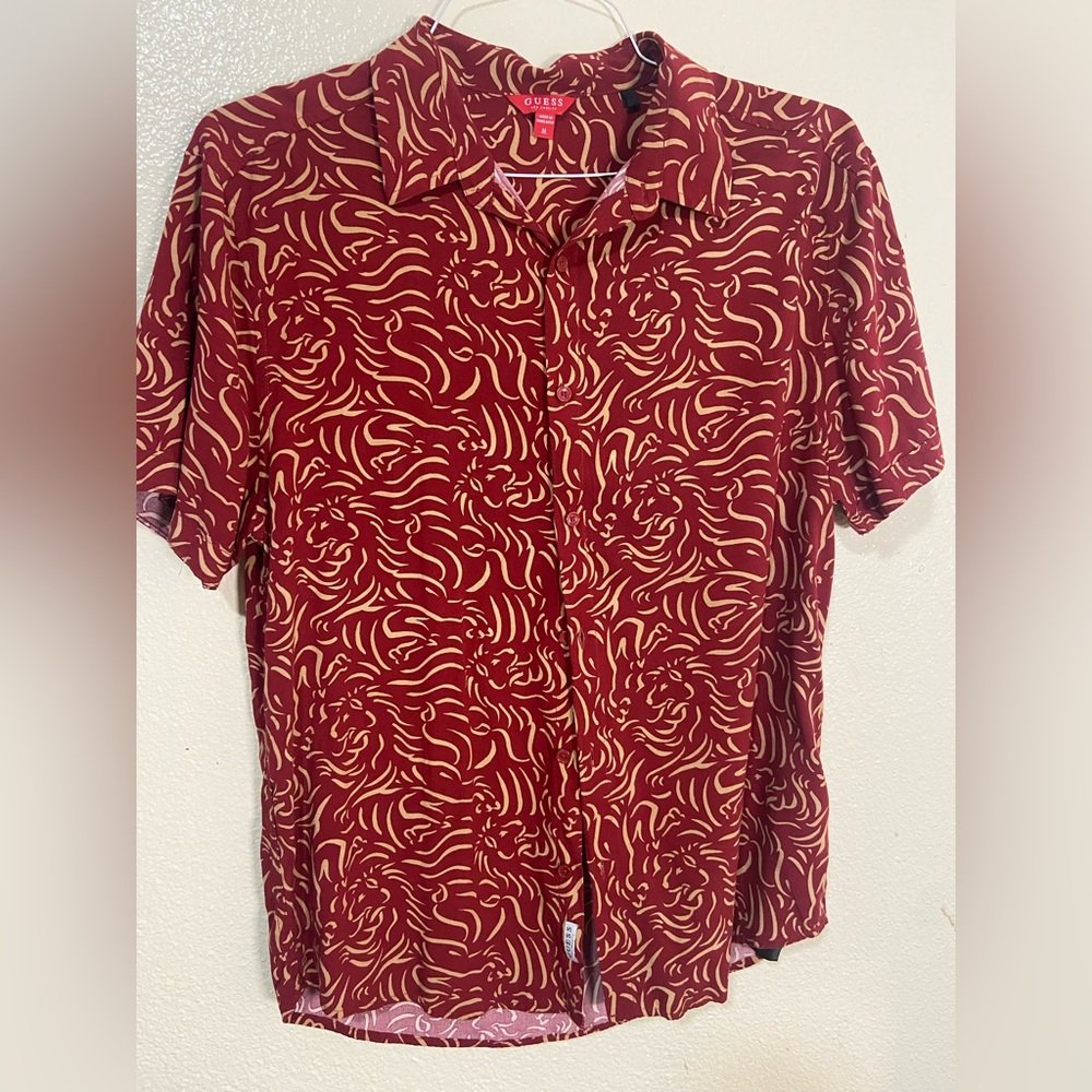Stylish Red Patterned Men's Shirt
